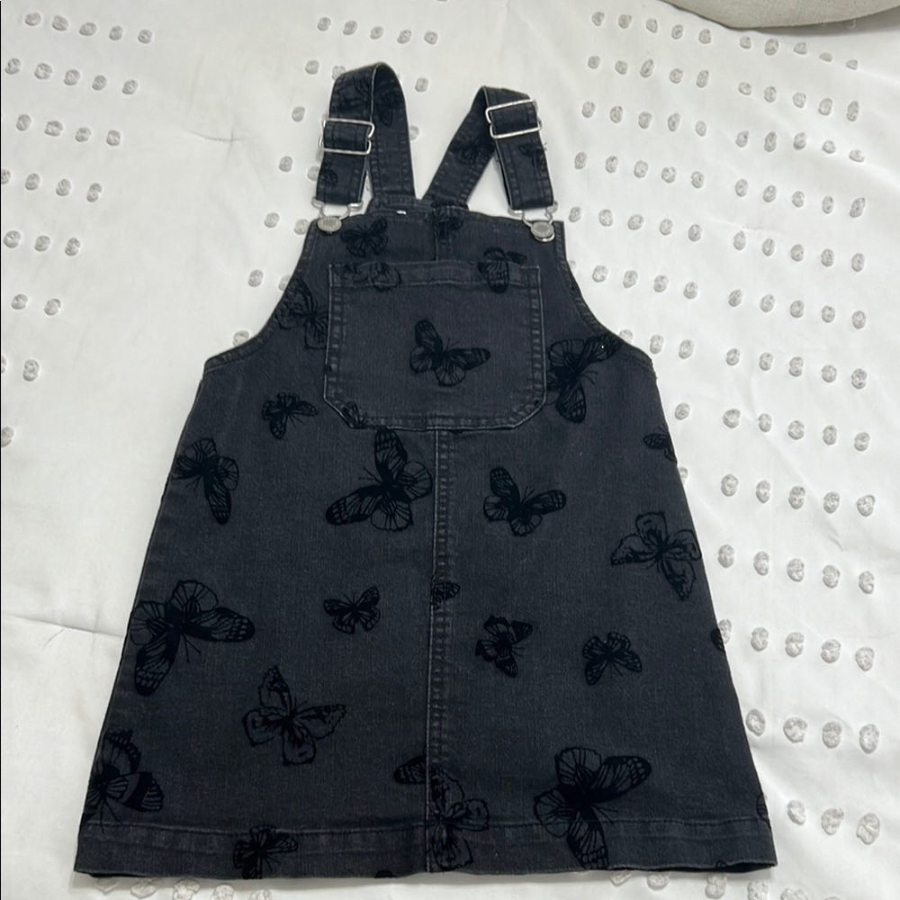 Art Class Black Butterfly Print Overalls